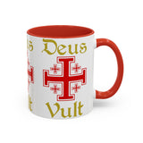 Deus Vult Accent Coffee Mug 11oz 15oz Red Cross Knight Crusader Ceramic Cup Bold Medieval Design Christian Symbol Faith Inspired Coffee Tea Gift Drinkware