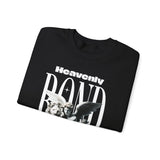 Heavenly Bond Unisex Heavy Blend Crewneck Sweatshirt Graphic Pullover Black Angel And Lion Statue Spiritual Streetwear Bold Futuristic Artistic Fashion Outfit