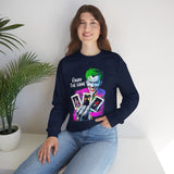 Joker Enjoy The Game Unisex Sweatshirt Bold Gothic Streetwear Dark Psychological Art Design Cozy Heavy Blend Pullover for Risk Takers and Fearless Creators