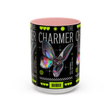 The Charmer Butterfly Accent Coffee Mug 11oz 15oz Black Two Tone Ceramic Cup Aesthetic Iridescent Butterfly Design Gift for Coffee Lovers
