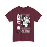 Universe Beyond The Cosmos Unisex Heavy Cotton Tee Graphic Black T Shirt Skeleton Hand Space Infinity Streetwear Futuristic Sci Fi Artistic Fashion Outfit