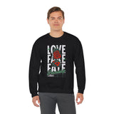 Love Fake Friendship Rose Crewneck Comfortable Unisex Sweatshirt Bold Graphic Streetwear Pullover Empowering Artistic Floral Design For Self Expression Perfect Gift For Friends Birthdays Cozy Days Casual Wear