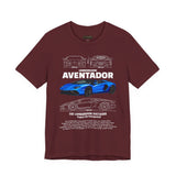 Aventador Blue Hypercar Blueprint Unisex Heavy Cotton Tee High Performance Streetwear Design for Car Enthusiasts Racers and Speed Lovers