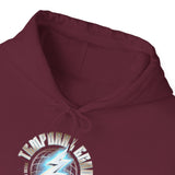 Temporal Echo Lightning Globe Graphic Unisex Heavy Blend Hooded Sweatshirt Futuristic Sci-Fi Streetwear Hoodie Bold Energy