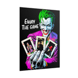 Joker Enjoy The Game Glossy Poster Bold Gothic Wall Art Dark Psychological Design Fiery Street Aesthetic Print for Risk Takers and Art Collectors