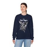 Fly High Angel Design Unisex Heavy Blend Crewneck Sweatshirt Guardian Spirit Angel Wings Spiritual Streetwear Pullover