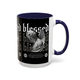 Blessed Angel Statue Graphic Accent Coffee Mug 11oz 15oz Gothic Streetwear Aesthetic Spiritual Artistic Ceramic Drinkware