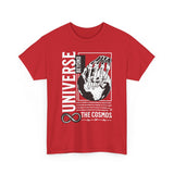 Universe Beyond The Cosmos Unisex Heavy Cotton Tee Graphic Black T Shirt Skeleton Hand Space Infinity Streetwear Futuristic Sci Fi Artistic Fashion Outfit