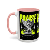 Praise Angel Statue Graphic Ceramic Mug Gothic Spiritual Coffee Tea Cup Bold Streetwear Design