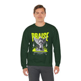 Praise Angel Statue Graphic Unisex Heavy Blend Crewneck Sweatshirt Gothic Spiritual Streetwear Pullover