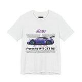 Porsche 911 GT3 RS Berry Purple Inspired Illustrated Sports Car Graphic T Shirt Luxury Performance Racing Streetwear Unisex Heavy Cotton Tee High Speed Motorsport Lifestyle Gift For Car Enthusiasts