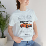 Orange Mid Engine Supercar Blueprint Artwork Unisex Heavy Cotton Tee High Performance Inspired Streetwear Graphic Shirt For Car Enthusiasts And Automotive Art Fans