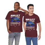 Bullet Blue Street Racing Artwork Unisex Heavy Cotton Tee High Performance Inspired Graphic Shirt For Car Lovers And Urban Streetwear Fans