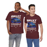 Bullet Blue Street Racing Artwork Unisex Heavy Cotton Tee High Performance Inspired Graphic Shirt For Car Lovers And Urban Streetwear Fans