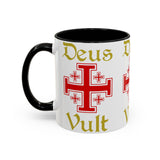 Deus Vult Accent Coffee Mug 11oz 15oz Red Cross Knight Crusader Ceramic Cup Bold Medieval Design Christian Symbol Faith Inspired Coffee Tea Gift Drinkware