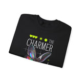 The Charmer Unisex Heavy Blend Crewneck Sweatshirt Futuristic Butterfly Neon Cyber Aesthetic Graphic Pullover Streetwear Fashion