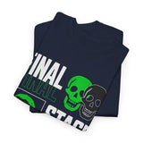 Final Stage Unisex Heavy Cotton Tee Graphic Black T Shirt Skull Neon Green Streetwear Futuristic Cyberpunk Bold Artistic Fashion Outfit