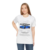 Aventador Blue Hypercar Blueprint Unisex Heavy Cotton Tee High Performance Streetwear Design for Car Enthusiasts Racers and Speed Lovers