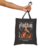 Fighter Resilience Victorious Flame Statue Graphic Cotton Canvas Tote Bag Unisex Motivational Durable Reusable Streetwear
