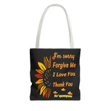 Sunflower Ho'oponopono Tote Bag Hawaiian Healing Prayer Design Spiritual Positivity Canvas Bag Mindfulness Reusable Durable Eco Friendly Shopping Tote