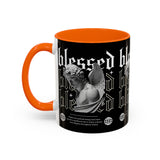 Blessed Angel Statue Graphic Accent Coffee Mug 11oz 15oz Gothic Streetwear Aesthetic Spiritual Artistic Ceramic Drinkware