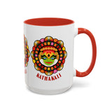 Kathakali Accent Coffee Mug 11oz 15oz Kerala India Classical Dance Art Face Ceramic Cup Cultural Heritage South Indian Folk Design Traditional Festival Gift