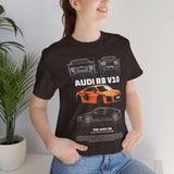 Orange Mid Engine Supercar Blueprint Artwork Unisex Heavy Cotton Tee High Performance Inspired Streetwear Graphic Shirt For Car Enthusiasts And Automotive Art Fans