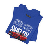 Shelby Red High Performance Muscle Coupe Blueprint Unisex Heavy Cotton Tee Retro Car Art Streetwear Gift for Gearheads Daily Wear Car Lovers Apparel