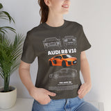 Orange Mid Engine Supercar Blueprint Artwork Unisex Heavy Cotton Tee High Performance Inspired Streetwear Graphic Shirt For Car Enthusiasts And Automotive Art Fans
