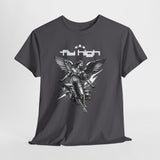 Fly High Angel Design Unisex Heavy Cotton Tee Streetwear Graphic T Shirt Spiritual Guardian Winged Warrior Style