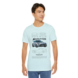 Aggressive Silver Widebody Supercar Blueprint Unisex Heavy Cotton Tee Performance Street Machine Graphic Shirt For Car Lovers And Gearheads