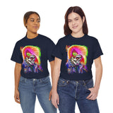 Calavera Punk Skull Unisex Heavy Cotton Tee Neon Gothic Streetwear T-Shirt Bold Rock Rebel Design For Punk Festivals Halloween Concerts Tattoo Lovers And Alternative Fashion