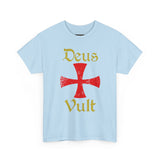 Unisex Deus Vult T Shirt Medieval Crusader Cross Graphic Tee Warrior Knight Inspired Vintage Christian Symbol Heavy Cotton Streetwear