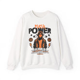 Mask Power Anonymous Strength Graphic Unisex Heavy Blend Crewneck Sweatshirt Bold Urban Hacker Inspired Streetwear Empowerment Pullover