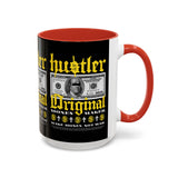 Hustler Original Money Maker Accent Coffee Mug 11oz 15oz Streetwear Bold Dollar Bill Graphic Motivational Entrepreneur Ceramic Cup