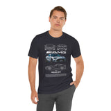 Mercedez Benz AGM Aggressive Silver Widebody Supercar Blueprint Unisex Heavy Cotton Tee Performance Street Machine Graphic Shirt For Car Lovers And Gearheads