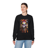Rasta Lion Unisex Heavy Blend Crewneck Sweatshirt Reggae Inspired Bold Artistic Lion Headphones Design Jamaican Streetwear Symbol of Strength Rhythm and Chill Freedom by KLASSORO