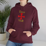Unisex Deus Vult Hoodie Medieval Crusader Cross Heavy Blend Hooded Sweatshirt Warrior Knight Inspired Vintage Christian Symbol Streetwear