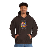 Blooms Person Unisex Heavy Blend Hooded Sweatshirt Graphic Hoodie Black Abstract Colorful Floral Head Artistic Streetwear Modern Creative Futuristic Fashion Outfit
