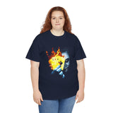 The Jocker Burning Aces Unisex Heavy Cotton Tee Fiery Gothic Streetwear Design Bold Dark Art Shirt for Risk Takers, Hustlers, and Fearless Game Changers