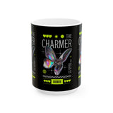 The Charmer Ceramic Mug Futuristic Butterfly Neon Cyber Aesthetic Graphic Coffee Tea Cup Artistic Streetwear Inspired Gift