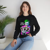 Joker Enjoy The Game Unisex Sweatshirt Bold Gothic Streetwear Dark Psychological Art Design Cozy Heavy Blend Pullover for Risk Takers and Fearless Creators
