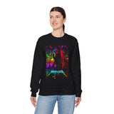 Reaper Of Neon Flames Sweatshirt Cosmic Skull Glow Design Unisex Heavy Blend Streetwear For Power Seekers, Dreamers, And Night Explorers
