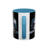 Space Galaxy Accent Coffee Mug 11oz 15oz Astronaut Spacecraft Earth Black Two Tone Ceramic Cup Gift for Space Lovers