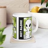 Unisex Not Alone Alien Ceramic Coffee Mug UFO Cartoon Graphic Cup Extraterrestrial Sci Fi Space Themed Conspiracy Inspired Paranormal Gift Drinkware