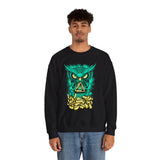 The Watcher Owl All Seeing Wisdom Unisex Heavy Blend Crewneck Sweatshirt Neon Mystic Streetwear Sweatshirt With Geometric Owl Symbol Futuristic Glow Design For Visionaries Creators And Spiritual...