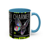 The Charmer Butterfly Accent Coffee Mug 11oz 15oz Black Two Tone Ceramic Cup Aesthetic Iridescent Butterfly Design Gift for Coffee Lovers