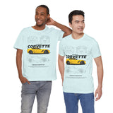 Yellow High Performance Sports Coupe Blueprint Art Unisex Heavy Cotton Tee Premium Streetwear For Car Enthusiasts Gearheads And Collectors