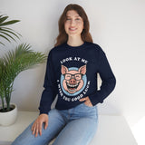 Look At Me I Wish You Good Luck Funny Pig Unisex Sweatshirt Hilarious Cartoon Graphic Pullover Positive Vibes Humor Design Cozy Casual Wear Gift Idea
