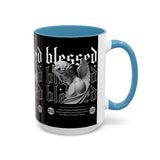 Blessed Angel Statue Graphic Accent Coffee Mug 11oz 15oz Gothic Streetwear Aesthetic Spiritual Artistic Ceramic Drinkware